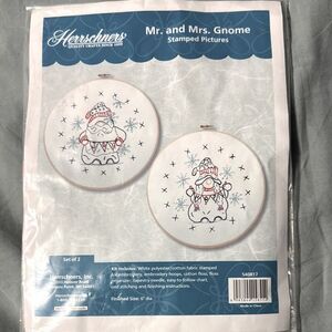 Herrschners Mr. & Mrs. Gnome Stamped Pictures Kit Christmas Crafts Gifts Holiday